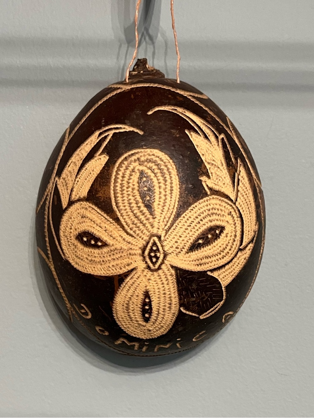 DOMINICA Hand-Carved Coconut Shell Decorative Wall Hanging